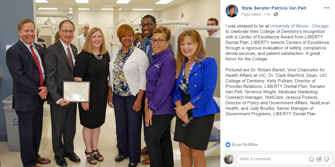 Celebrate College of Dentistry's Recognition with IL State Senator Patricia Van Pelt